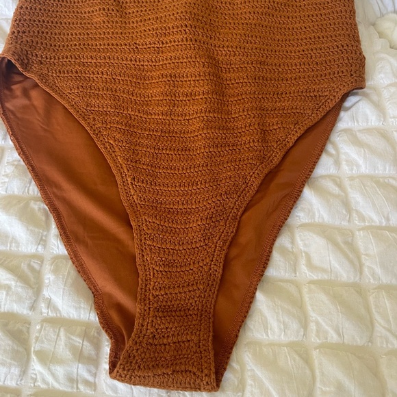 Forever 21 Boho Brown Crochet Knit Swimsuit - Picture 4 of 9